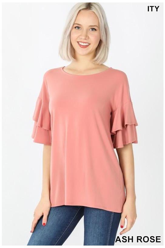 ALL THE PRETTY THINGS, RUFFLE SLEEVE TOP