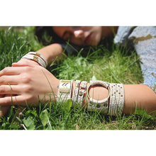 Load image into Gallery viewer, Leather Cuff Antiqued Brass Bracelet