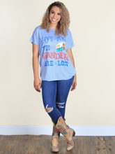 Load image into Gallery viewer, NOT ALL WHO WANDER ARE LOST CAMPER ON BLUE SHORT SLEEVE TUNIC
