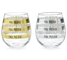 Load image into Gallery viewer, SILVER/GOLD FILL LINE STEMLESS GLASS
