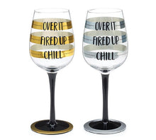 Load image into Gallery viewer, SILVER/GOLD FILL LINE WINE GLASS SET
