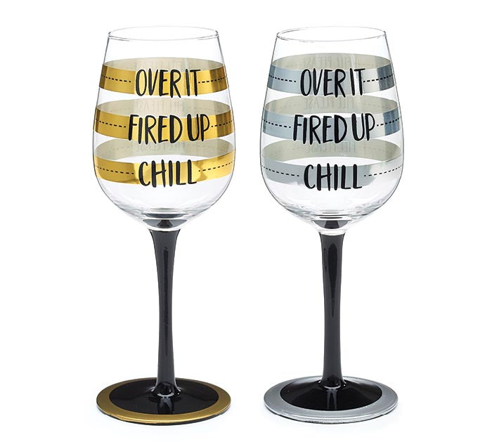 SILVER/GOLD FILL LINE WINE GLASS SET