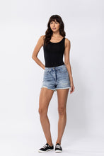 Load image into Gallery viewer, HIGH RISE SHORTS WITH FRAY HEM AND DISTRESSING
