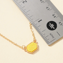 Load image into Gallery viewer, Hexagon Druzy Stone Charm Short Necklace and gold stud earring set
