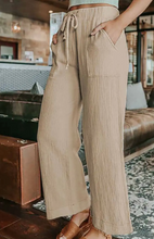 Load image into Gallery viewer, Casual Drawstring Wide Leg Pant Taupe

