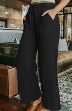 Load image into Gallery viewer, Casual Drawstring Wide Leg Pant Black
