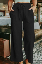 Load image into Gallery viewer, Casual Drawstring Wide Leg Pant Black
