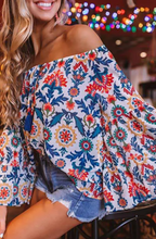 Load image into Gallery viewer, Floral Print Long Bell Sleeve Top
