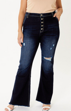 Load image into Gallery viewer, KAN CAN USA: Plus Size High Rise Distressed Button Up Flare
