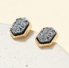 Load image into Gallery viewer, Hexagon Druzy Stone Stud Earrings
