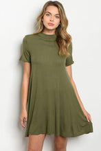 Load image into Gallery viewer, MOCK JERSEY TUNIC DRESS, OLIVE
