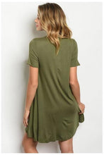 Load image into Gallery viewer, MOCK JERSEY TUNIC DRESS, OLIVE
